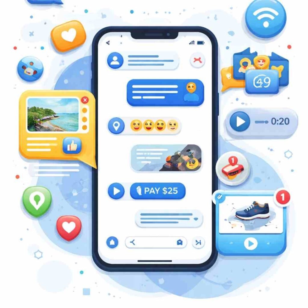 RCS messaging service with rich media and interactive buttons
